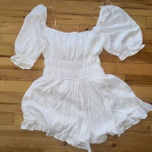 Blue Rain White Gathered Top size S